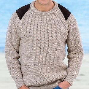 Aran 100% Irish Wool Ribbed Fisherman Sweater